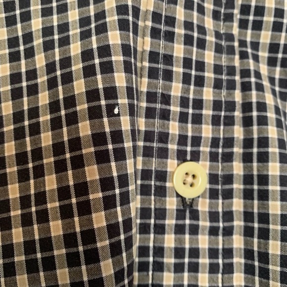 GH Bass Navy Taupe Plaid Button Down Shirt Men's Size Medium - Picture 5 of 7